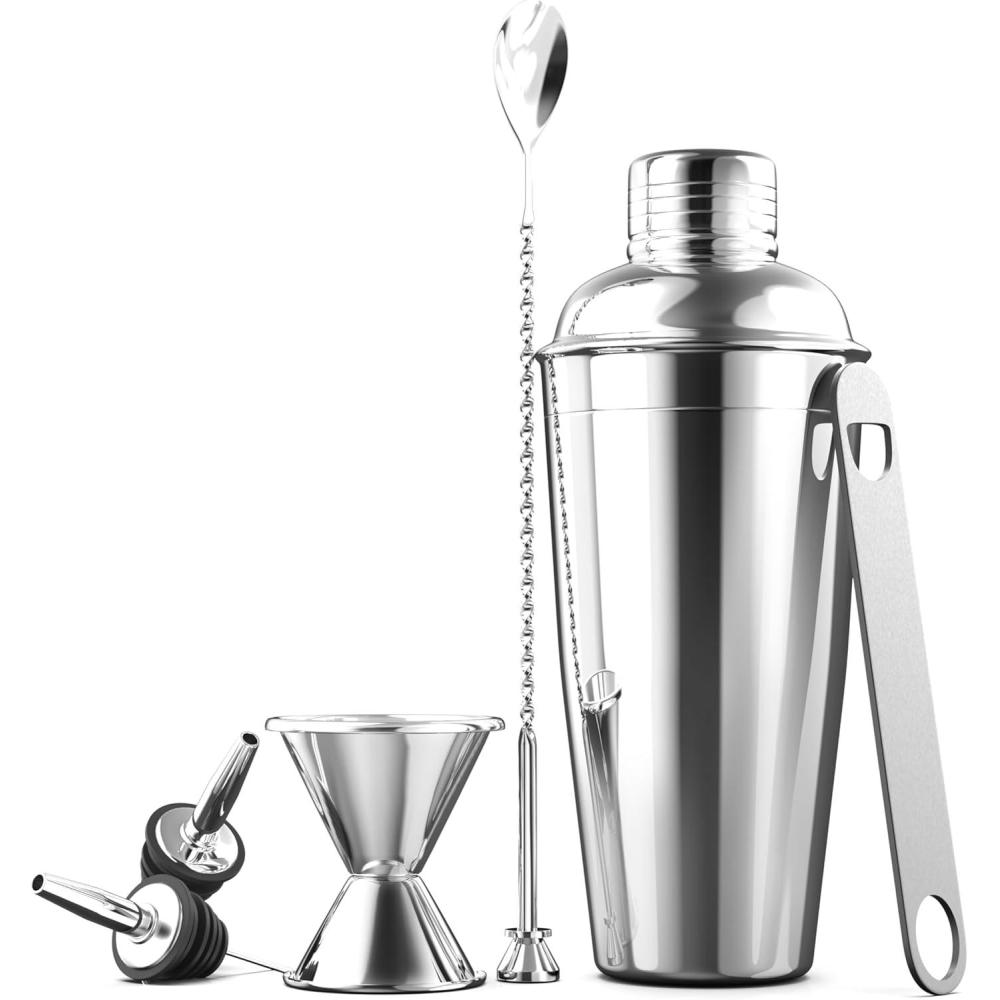 imageCocktail Shaker Set 17 Piece Stainless Steel Bartender Kit Drink Martini Shaker Home Bar Accessories Cocktail Kit Stainless Steel Bar Set Shakers Bartending7Piece