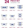 FineDine 24 Piece Glass Storage Containers with Lids – Leak Proof, Dishwasher Safe Glass Food Storage Containers for Meal Prep or Leftovers, Red(Blue)