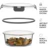 FineDine 24 Piece Glass Storage Containers with Lids – Leak Proof, Dishwasher Safe Glass Food Storage Containers for Meal Prep or Leftovers, Red(Grey)