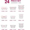 FineDine 24 Piece Glass Storage Containers with Lids – Leak Proof, Dishwasher Safe Glass Food Storage Containers for Meal Prep or Leftovers, Red(Pink)