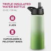 FineDine 25 Oz Insulated Water Bottle with Straw – Triple Walled Stainless Steel Metal Bottle W/ 3 Leak Proof Lids – For Travel, School, Sports, Gym/Men, Women & Kids – Inky Raven Black(Dreamy Green)