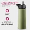 FineDine 25 Oz Insulated Water Bottle with Straw – Triple Walled Stainless Steel Metal Bottle W/ 3 Leak Proof Lids – For Travel, School, Sports, Gym/Men, Women & Kids – Inky Raven Black(Army Green)