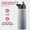 FineDine 25 Oz Insulated Water Bottle with Straw – Triple Walled Stainless Steel Metal Bottle W/ 3 Leak Proof Lids – For Travel, School, Sports, Gym/Men, Women & Kids – Inky Raven Black(Modern Lava Gray)