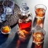 FineDine 5-Piece European-Style Whiskey Decanter & Glass Set – With Magnetic Gift Box – Exquisite Quadro Design Liquor Decanter & 4 Whiskey Glasses – Perfect Set for Scotch Alcohol Bourbon(5 Piece Set Faceted Crystal Decanter)