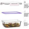 FineDine Glass Meal Prep Containers with Lids – Set of 3 Square 28 Oz Containers – Airtight, Leakproof, Microwave & Dishwasher Safe – Perfect for Snacks, Dips, and Meal Prep