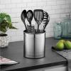 FineDine Rotating Kitchen Utensil Holder for Kitchen Counter – With Weighted Base for Stability, Stainless Steel Cooking Utensil Holder with Removable Divider, Brushed Stainless Steel(Brushed Stainless Steel)
