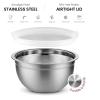 Stainless Steel Mixing Bowls Set with Lids, Home Kitchen Cooking Essentials Household Must Haves for Baking, 5 Pieces(Silver)