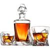 FineDine 5-Piece European-Style Whiskey Decanter & Glass Set – With Magnetic Gift Box – Exquisite Quadro Design Liquor Decanter & 4 Whiskey Glasses – Perfect Set for Scotch Alcohol Bourbon(5 Piece Set Faceted Crystal Decanter)