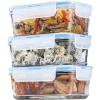 FineDine Glass Meal Prep Containers with Lids – Set of 3 Square 28 Oz Containers – Airtight, Leakproof, Microwave & Dishwasher Safe – Perfect for Snacks, Dips, and Meal Prep