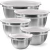Stainless Steel Mixing Bowls Set with Lids, Home Kitchen Cooking Essentials Household Must Haves for Baking, 5 Pieces(Silver)