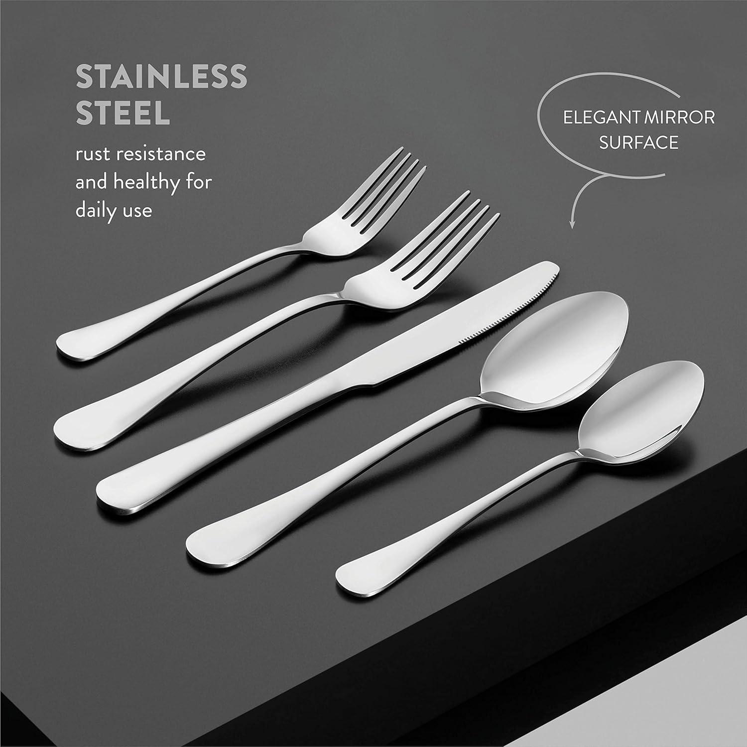 imageFineDine 20Piece Stainless Steel Silverware Set Kitchen Utensils Set Serving For 4 Cutlery Set Flatware Set Includes Spoons Forks ampamp Knifes Dishwasher Safe Stainless Steel Utensils Set