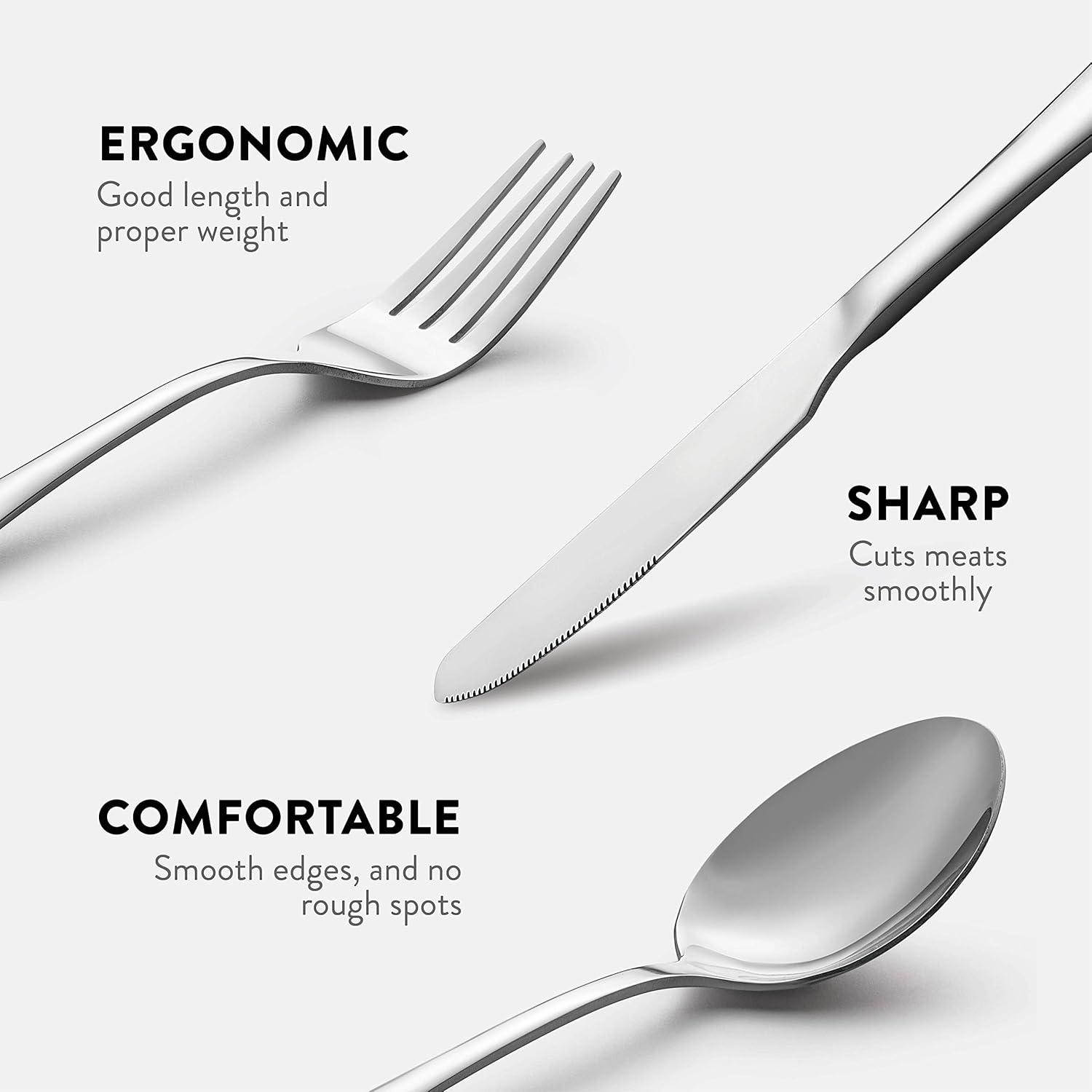 imageFineDine 20Piece Stainless Steel Silverware Set Kitchen Utensils Set Serving For 4 Cutlery Set Flatware Set Includes Spoons Forks ampamp Knifes Dishwasher Safe Stainless Steel Utensils Set