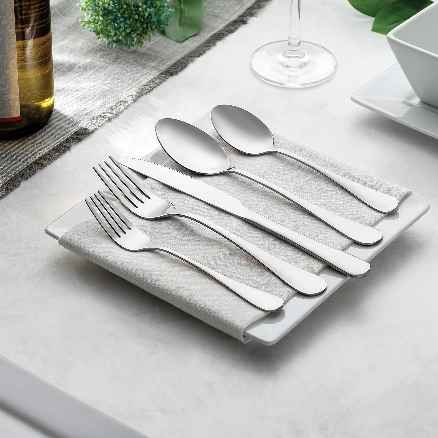 imageFineDine 20Piece Stainless Steel Silverware Set Kitchen Utensils Set Serving For 4 Cutlery Set Flatware Set Includes Spoons Forks ampamp Knifes Dishwasher Safe Stainless Steel Utensils Set
