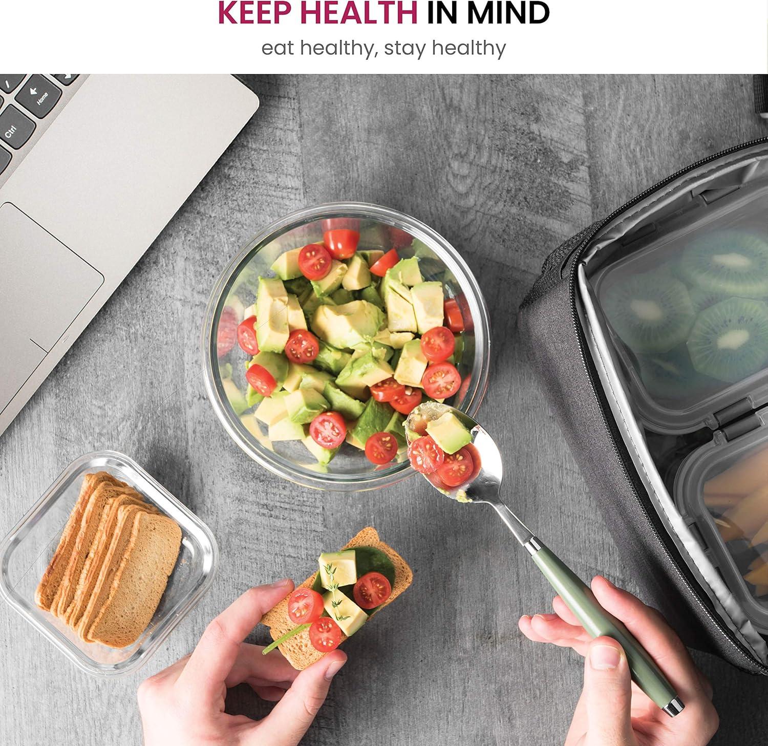 imageFineDine 24 Piece Glass Airtight Storage Containers with Lids Leak Proof Dishwasher Safe Glass Food Storage Containers for Meal Prep or Leftovers WhiteBlue