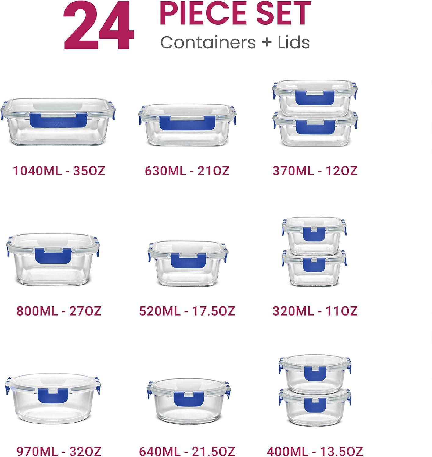 FineDine 24 Piece Glass Storage Containers - Thumbnail 4