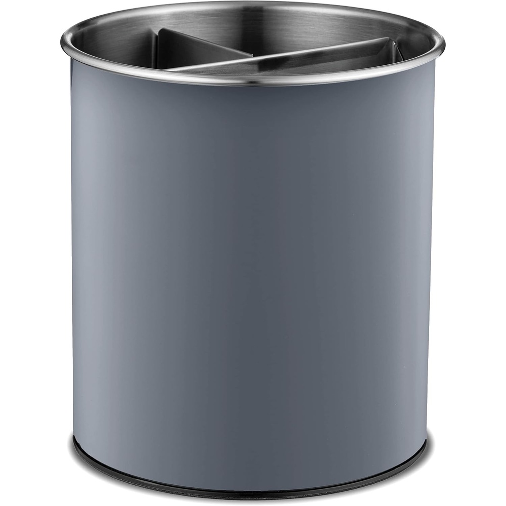 image:imageRotating Utensil Crock with Weighted Base for Stability Stainless Steel Utensil Caddy with Removable Divider Modern Lava GrayModern Lava Gray