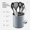 Rotating Utensil Crock with Weighted Base for Stability, Stainless Steel Utensil Caddy with Removable Divider, Modern Lava Gray(Modern Lava Gray)
