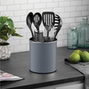 Rotating Utensil Crock with Weighted Base for Stability, Stainless Steel Utensil Caddy with Removable Divider, Modern Lava Gray(Modern Lava Gray)